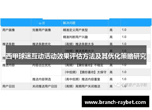 西甲球迷互动活动效果评估方法及其优化策略研究